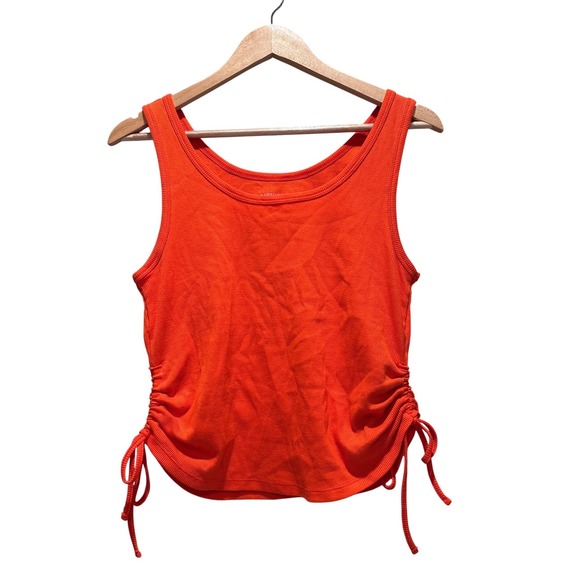 Anthropologie Tops - Anthropologie Orange Scrunch Sleeveless Cotton Tank Top Size Medium